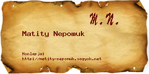 Matity Nepomuk névjegykártya